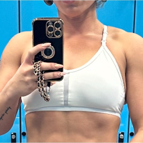 Nike White and Gray Racerback Sports Bra with Front Zipper - Picture 5 of 6